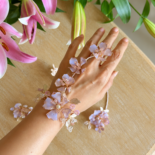belle hand harness worn by a model