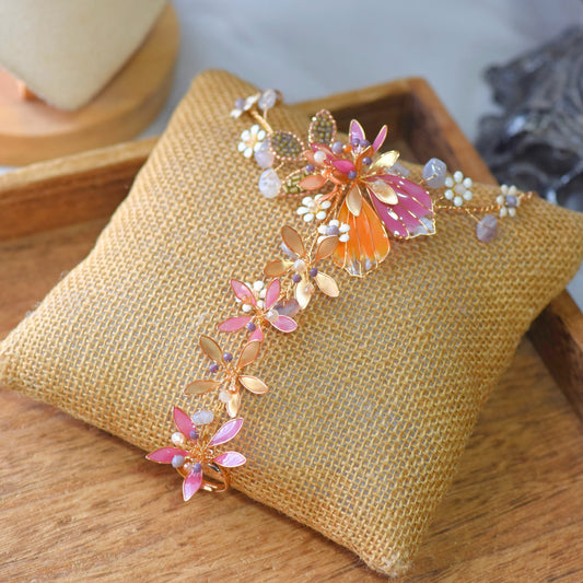 Catriona Hand Harness in Pink & Orange