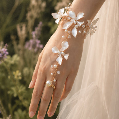 white hand harness or haathphool on a model close up product shot handmade