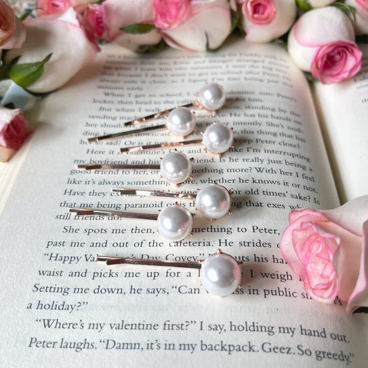 Rose Gold Pearl Hair Clips Set of 7