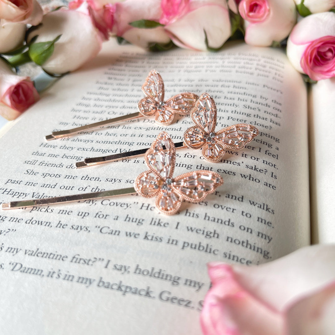 Rose Gold Butterfly Hair Clips