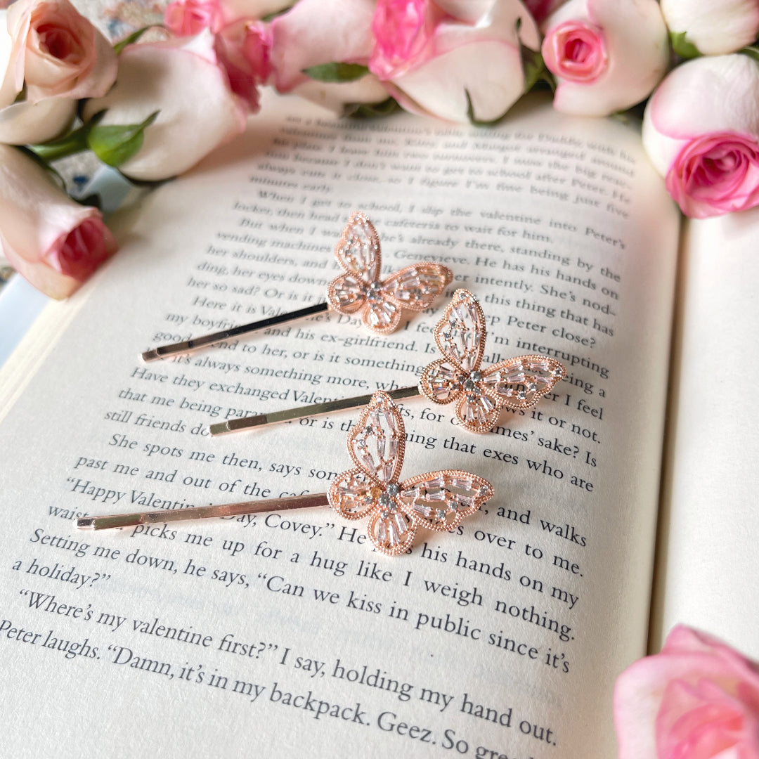 Rose Gold Butterfly Hair Clips