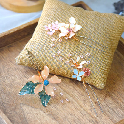 Micaela pastel floral hair accessory with resin flowers and delicate bead detailing